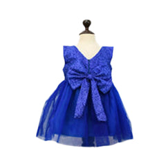 Sleeveless Crushed Sequin Knee Length Front Back Bows Pageant Frock