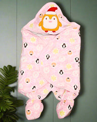 Crystal Velvet Penguin Cotton Padded Sleeping Bag with Chest Quilt