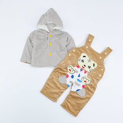 Tiger Baby Heavy Quilted Velvet 2 Piece Girl Dungaree Dress