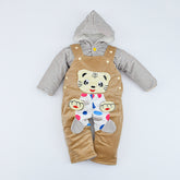 Tiger Baby Heavy Quilted Velvet 2 Piece Girl Dungaree Dress