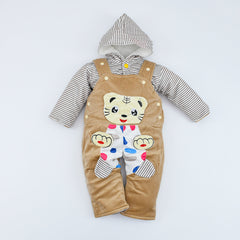 Tiger Baby Heavy Quilted Velvet 2 Piece Girl Dungaree Dress