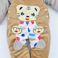 Tiger Baby Heavy Quilted Velvet 2 Piece Girl Dungaree Dress