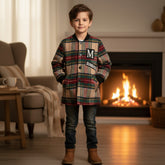 A multicolor wool coat with a plaid pattern, featuring a 'Sunbase' logo on the chest.