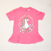 Girl Half Sleeves Unicorn Frill T Shirt