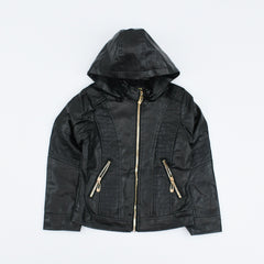 Unisex Leather Sherpa Lined Jacked with Hood