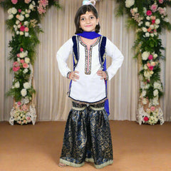 3 Piece Gharara, Vest Shirt & Dupata Dress