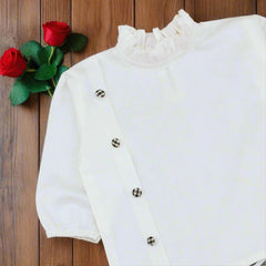 Ruffle Neck Top and Belted Pants