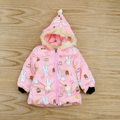 Girl Bunny Puffer Jacket With Hood