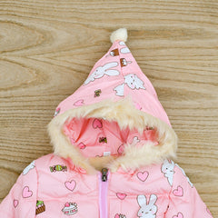 Girl Bunny Puffer Jacket With Hood