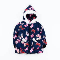 Girl Butterfly Puffer Jacket with Hood