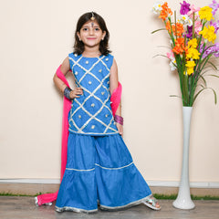 Girl Sharara Kurti Dress with Gota Work
