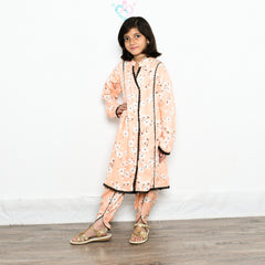 Floral Print Cross Neck Panel Shirt And Dhoti Shalwar