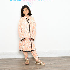 Floral Print Cross Neck Panel Shirt And Dhoti Shalwar