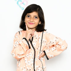 Floral Print Cross Neck Panel Shirt And Dhoti Shalwar