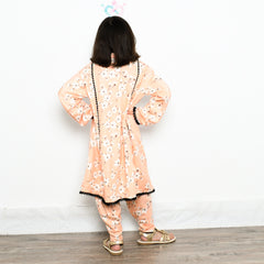 Floral Print Cross Neck Panel Shirt And Dhoti Shalwar