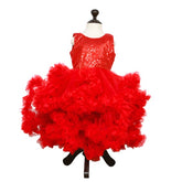 Sequin Floral All Over and Around Ruffles Frock