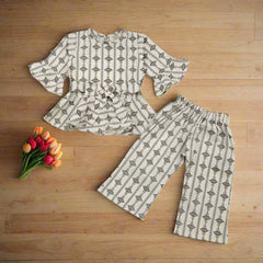 Girls 2 Piece Peplum Belted Top and Plazo Pants Dress