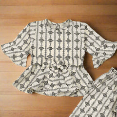 Girls 2 Piece Peplum Belted Top and Plazo Pants Dress