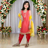 Girls Panel Shirt, Tulip Shalwar & Dupata Dress