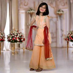 3 Piece Gharara, Shirt with Vest & Dupata Dress