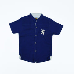 Lion Embroidered Sign Boys Half Sleeves Summer Shirt