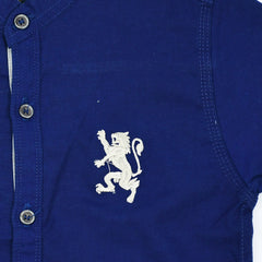 Lion Embroidered Sign Boys Half Sleeves Summer Shirt