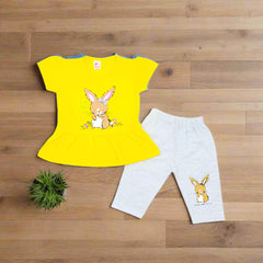 Bunny Adventure Girls 2 Piece Peplum & Capri Set