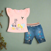 Sunny Day Embroidered Girls 2 Piece Peplum & Capri Set
