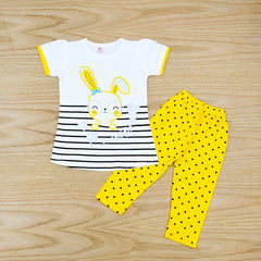 Cute Bunny Girls 2 Piece Peplum & Capri Set