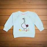 Round Neck Girls Glitters Peacock Sweatshirt