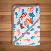 Little Home Tiny Fish Mom Love Baby Hooded Towel