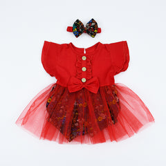 Ruffle Sleeves Mesh Overlay Baby Girl Romper