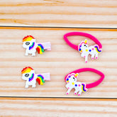 Unicorn Set of Four (2 Hair Pins With 2 Hair Ponies)
