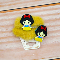 Princess Snow White Stylish & Fashionable Fancy Faux Fur Girls Hair Scrunchies Set