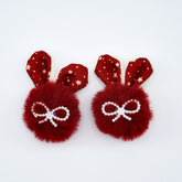 Faux Fur Pair Of Girls Pins Embellished With Little Pearls