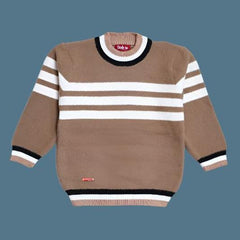 Boys White Lines Style Wool Sweater