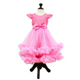 Glitter Mesh Floral Front Bow Frock