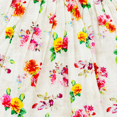 Roses Glow Pleated Ban Neck Ruffle Frock