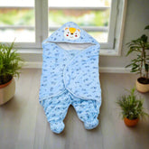 Newborn Baby Receiving Blanket Wearable Cute Bear Swaddle Blanket Flannel Quilted Sleeping Bag