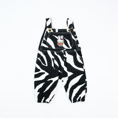 Zebra Pattern Hello Kitten Elasticated Girl Dungaree Pants