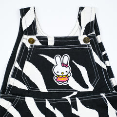 Zebra Pattern Hello Kitten Elasticated Girl Dungaree Pants