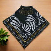 Superior Quality Lamb Wool Round Neck Girls Cape Shawl with Beads