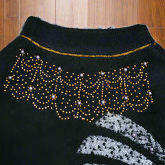 Superior Quality Lamb Wool Round Neck Girls Cape Shawl with Beads