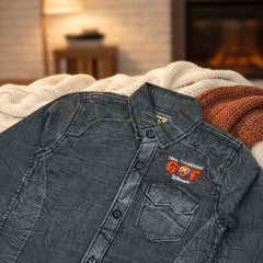 English Collar Black Denim Boy Full Sleeves Shirt