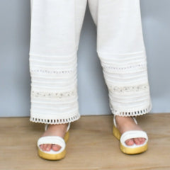 Girl Wide Leg Lace Embellished Pleated Trouser Pants