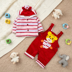 Heavy Quilted Velvet Tiger 2 Piece Baby Boy Baby Girl Dungaree Dress