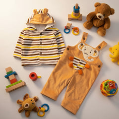 Heavy Quilted Velvet Elephant 2 Piece Baby Boy Baby Girl Dungaree Dress