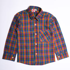 Boys English Collar Checkered Shirt