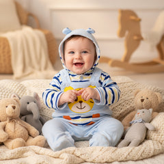 Heavy Quilted Velvet Elephant 2 Piece Baby Boy Baby Girl Dungaree Dress