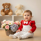 Ruffle Shoulder Bow Tie Top Elasticated Jumpsuit 2 Piece Baby Girl Toddler Dress